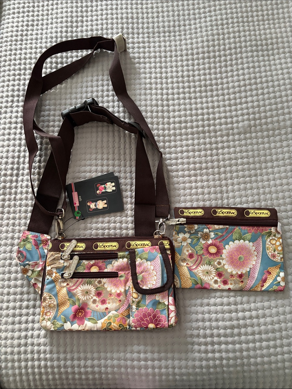 Lesportsac Floral Print Crossbody Bag in Brown, Pink, Blue
